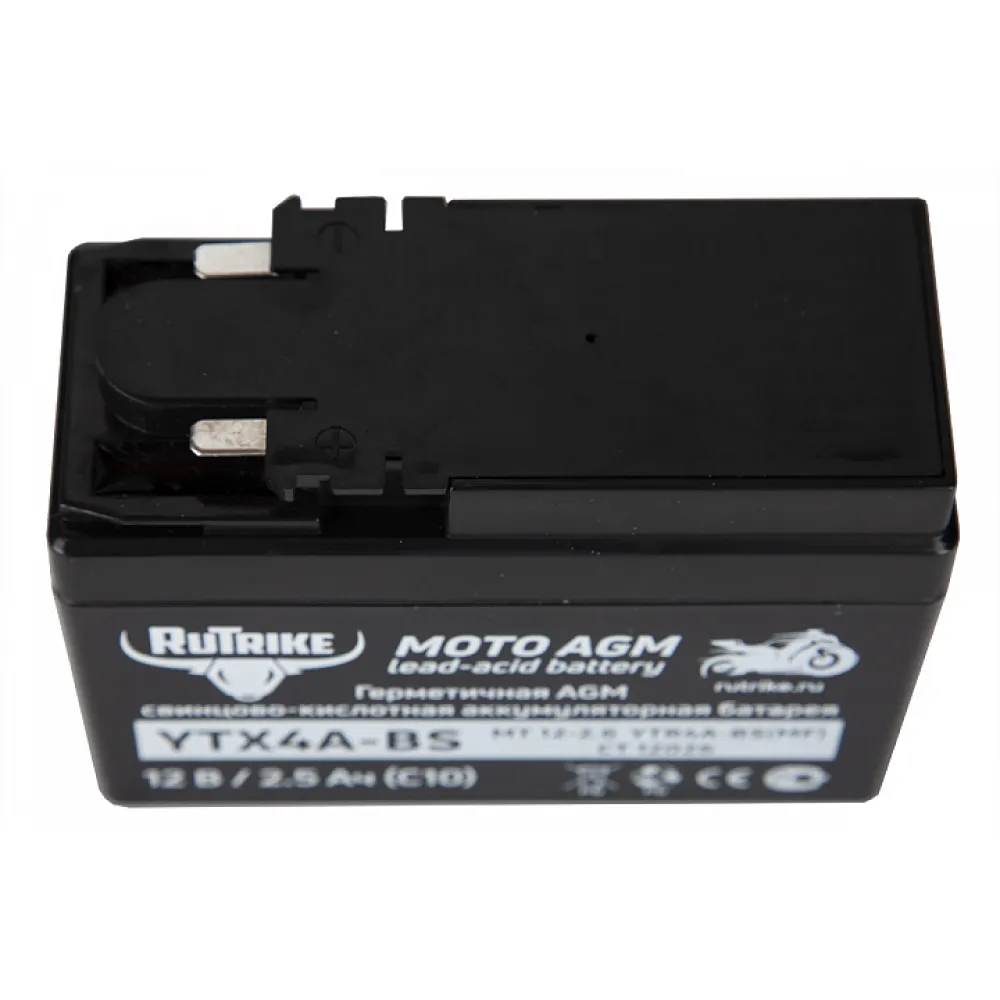 Тяговый стартерный аккумулятор RuTrike YTX4A-BS (12V/2,5Ah) (YTR4A-BS, CT 12026, MT 12-2.6) 2